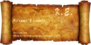 Krump Elemér névjegykártya